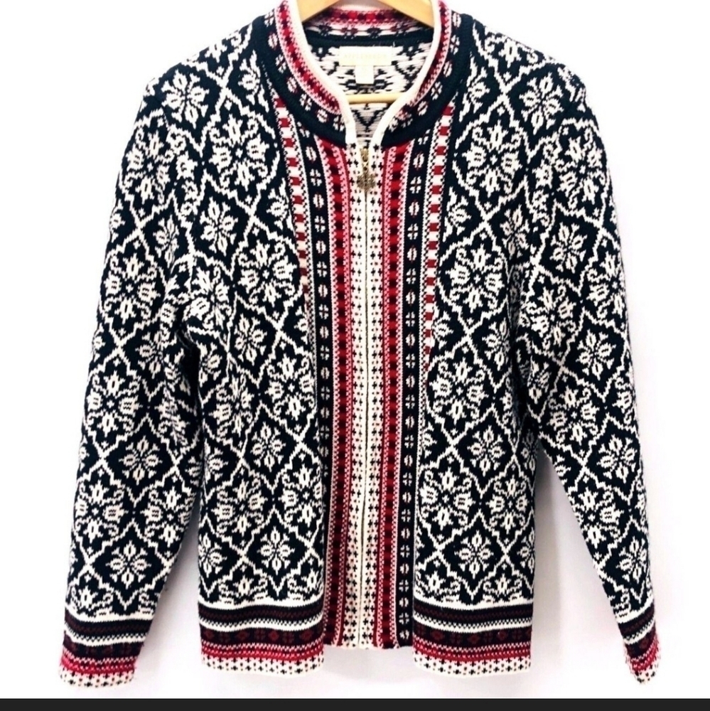 Appleseed's Vintage Wool Fair Isle Sz‎ XLP Cardigan Sweater